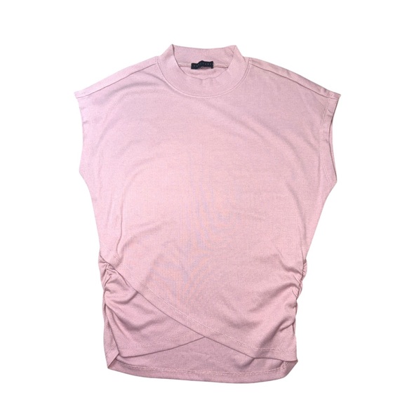Sanctuary Cap Sleeve Ribbed Crossover T-Shirt In Misty Rose Pink Size XXS/XS - Picture 2 of 11